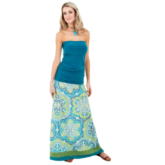 Signature Blue & Green Skirt with Trim