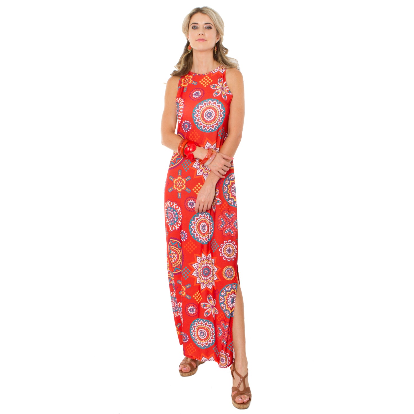 Signature High-Neck Maxi Dress with Slit