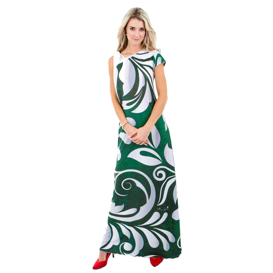 Signature Green Off-Shoulder Maxi Dress