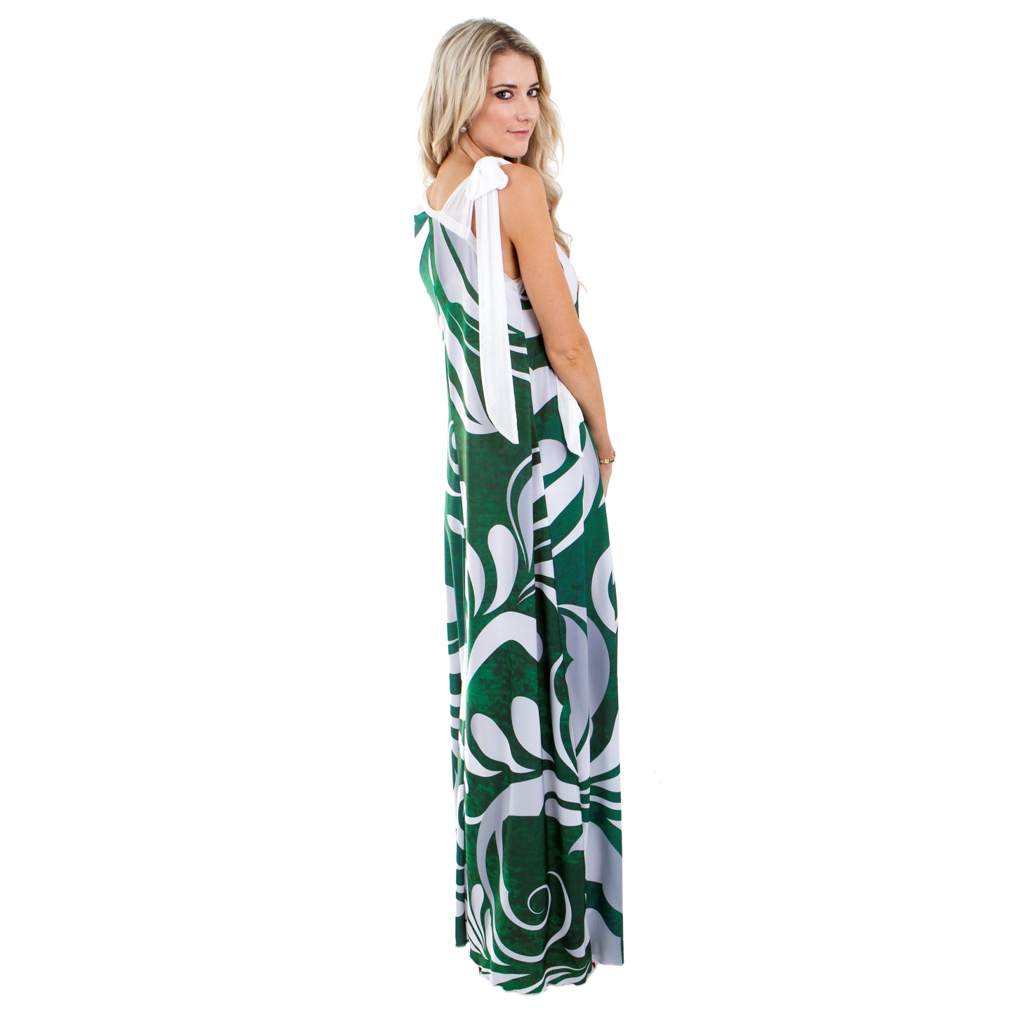 Signature Green Off-Shoulder Maxi Dress