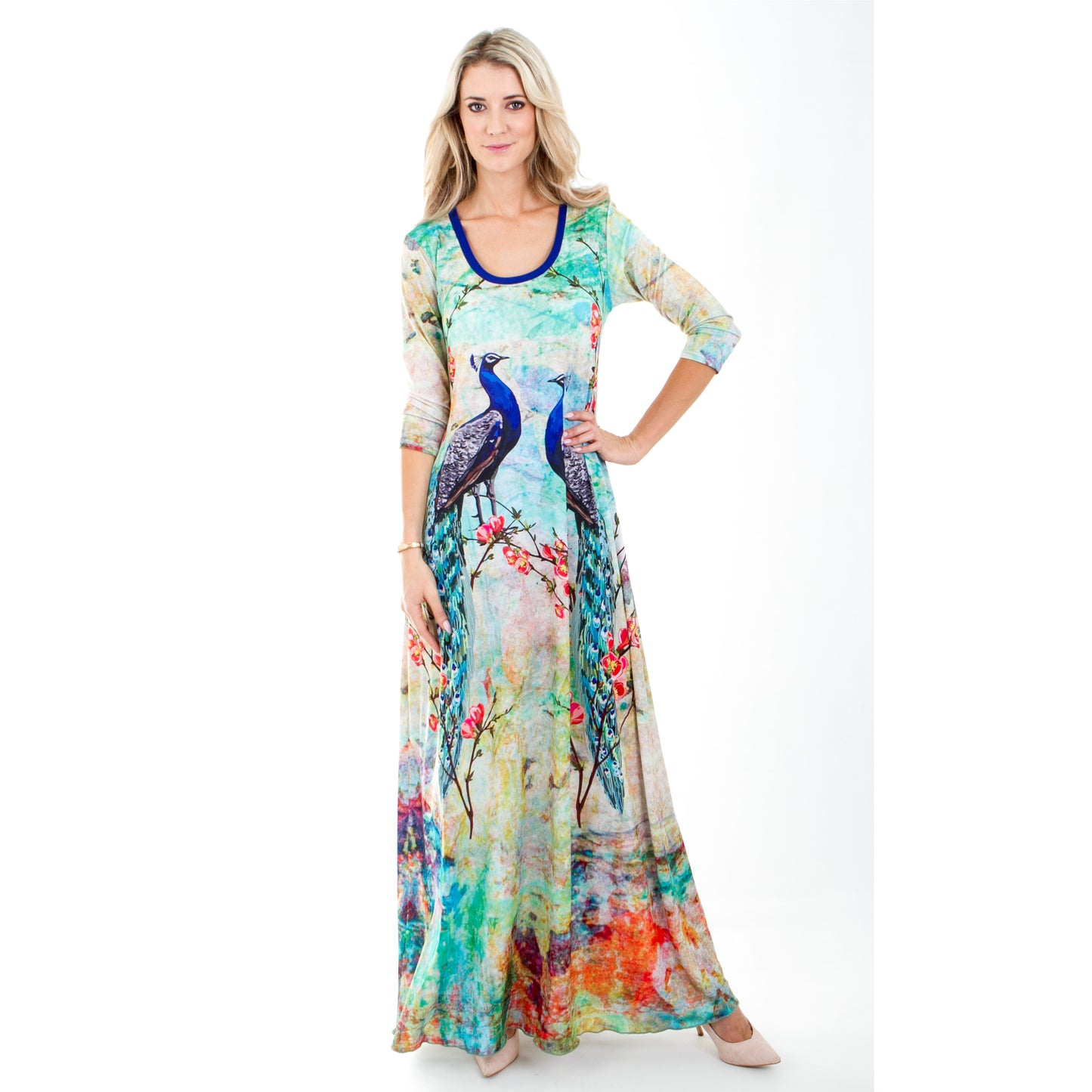 Signature Peacock A-Line Maxi Dress