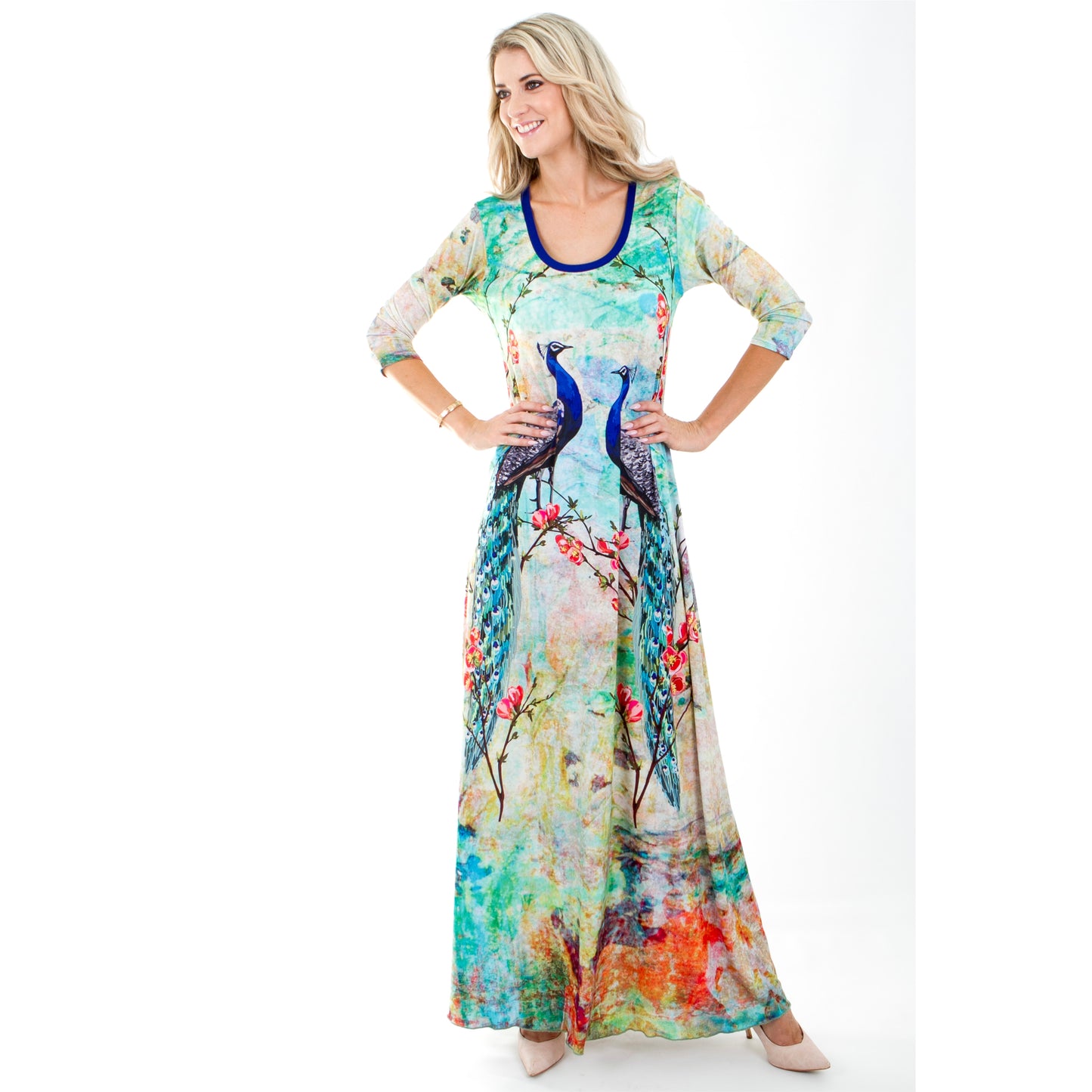 Signature Peacock A-Line Maxi Dress