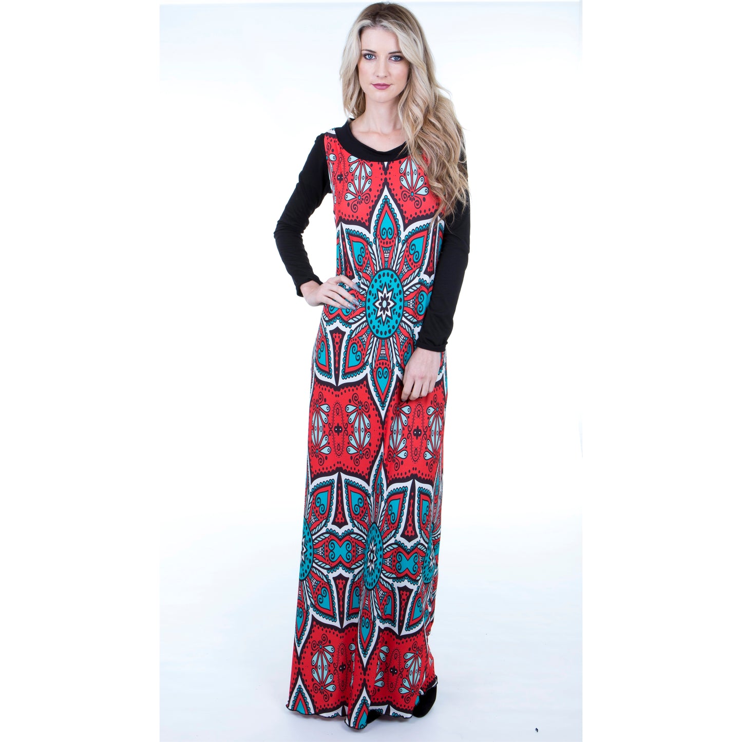 Signature Red Ornate A-Line Maxi Dress