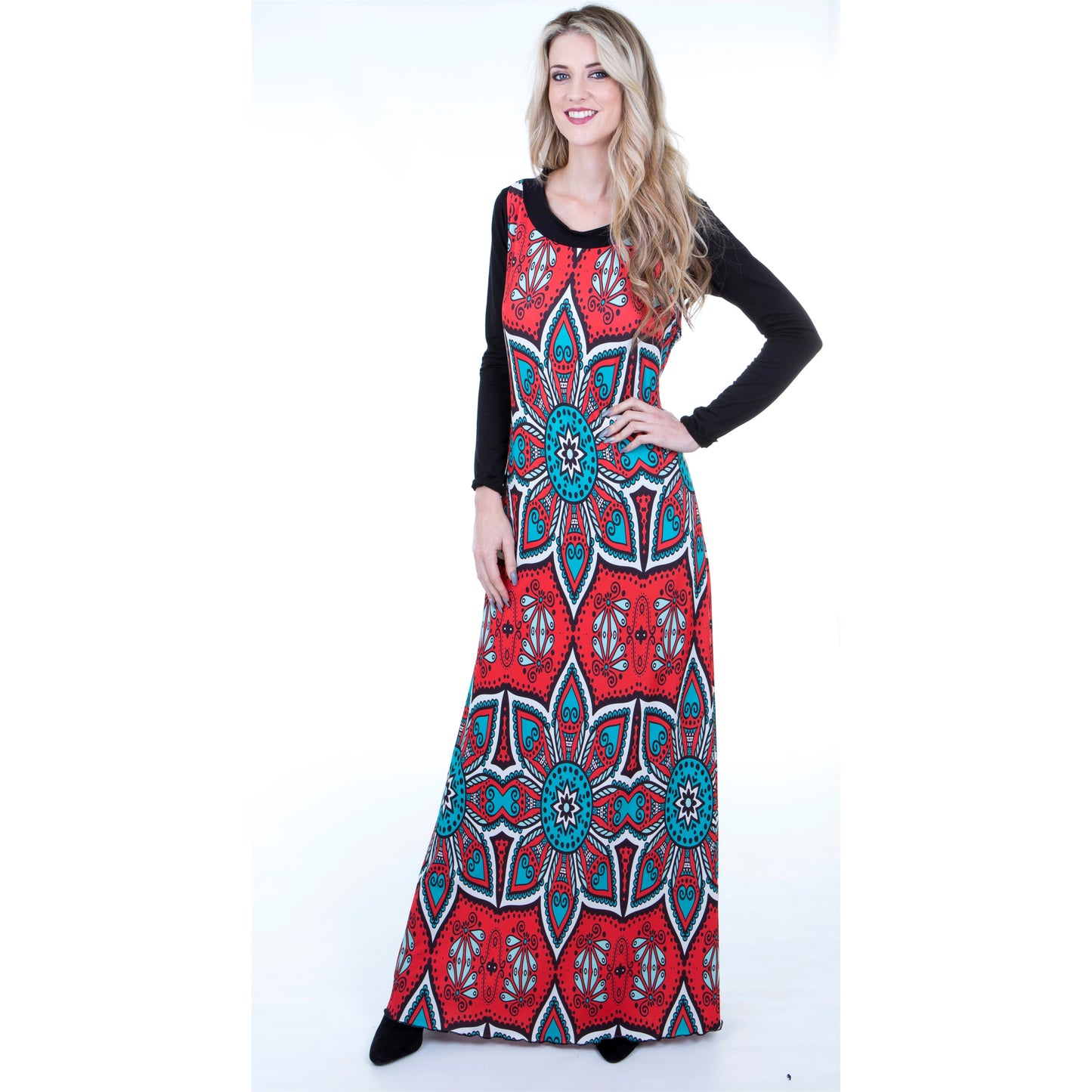 Signature Red Ornate A-Line Maxi Dress