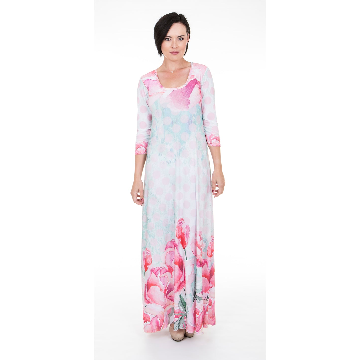 Signature Polkadot Rose A-Line Maxi Dress