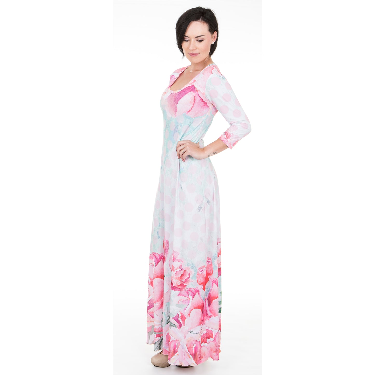 Signature Polkadot Rose A-Line Maxi Dress