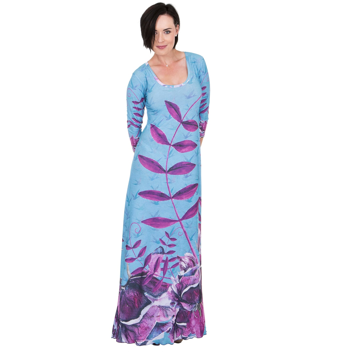 Signature Purple Rose A-Line Maxi Dress