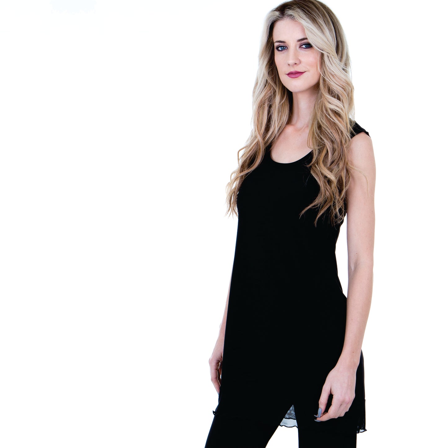 Basic Lita Tunic with Trim, Black