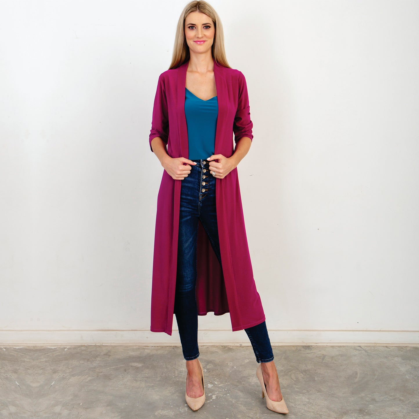 Classic Duster Coat - Magenta