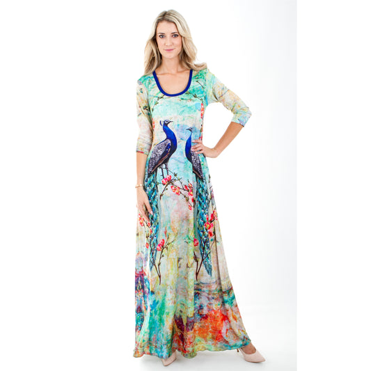 Signature Peacock A-Line Maxi Dress