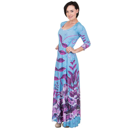 Signature Purple Rose A-Line Maxi Dress