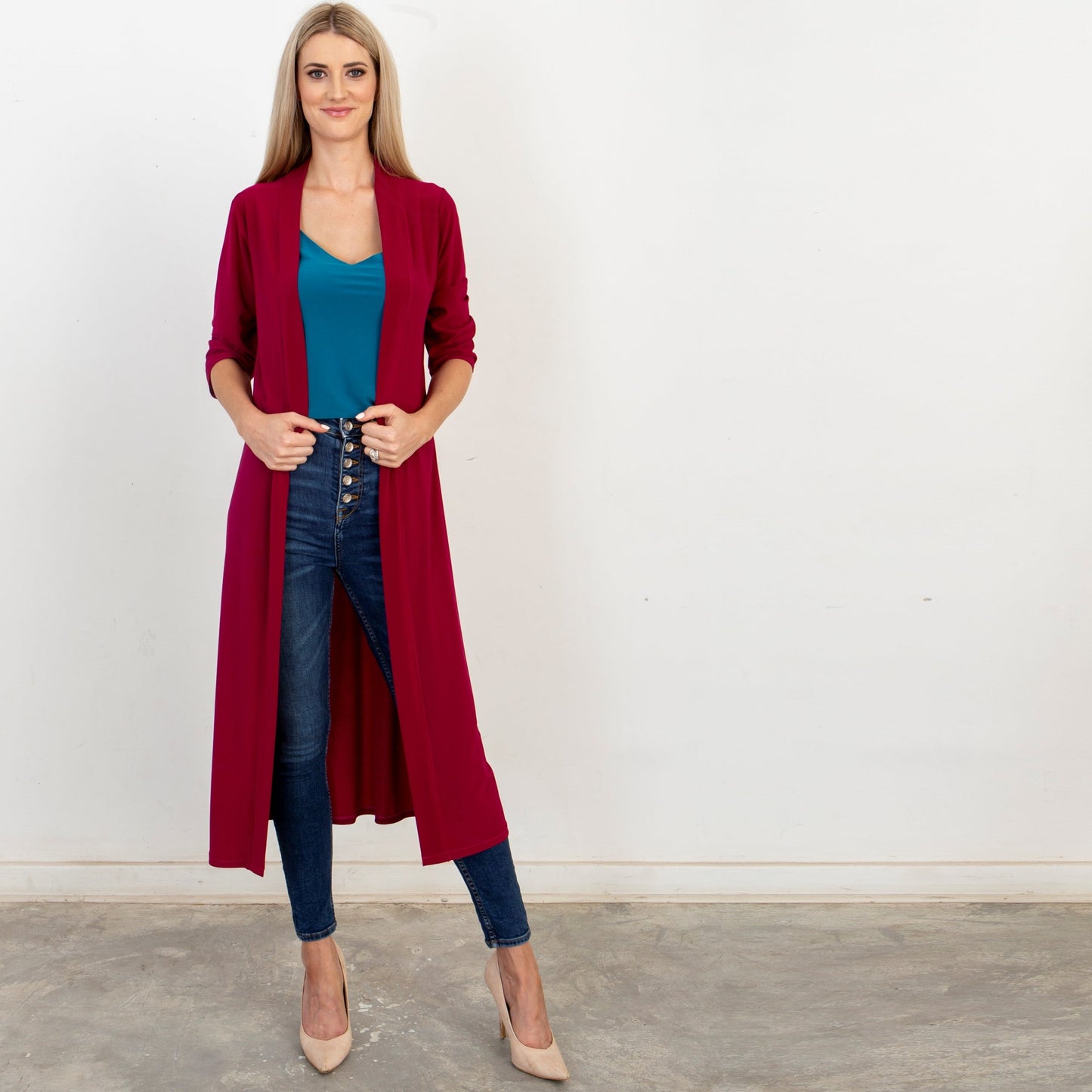 Classic Duster Coat - Maroon