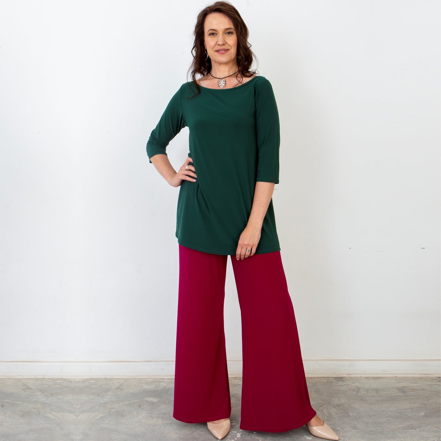 Basic Boatneck Top - Dark Green