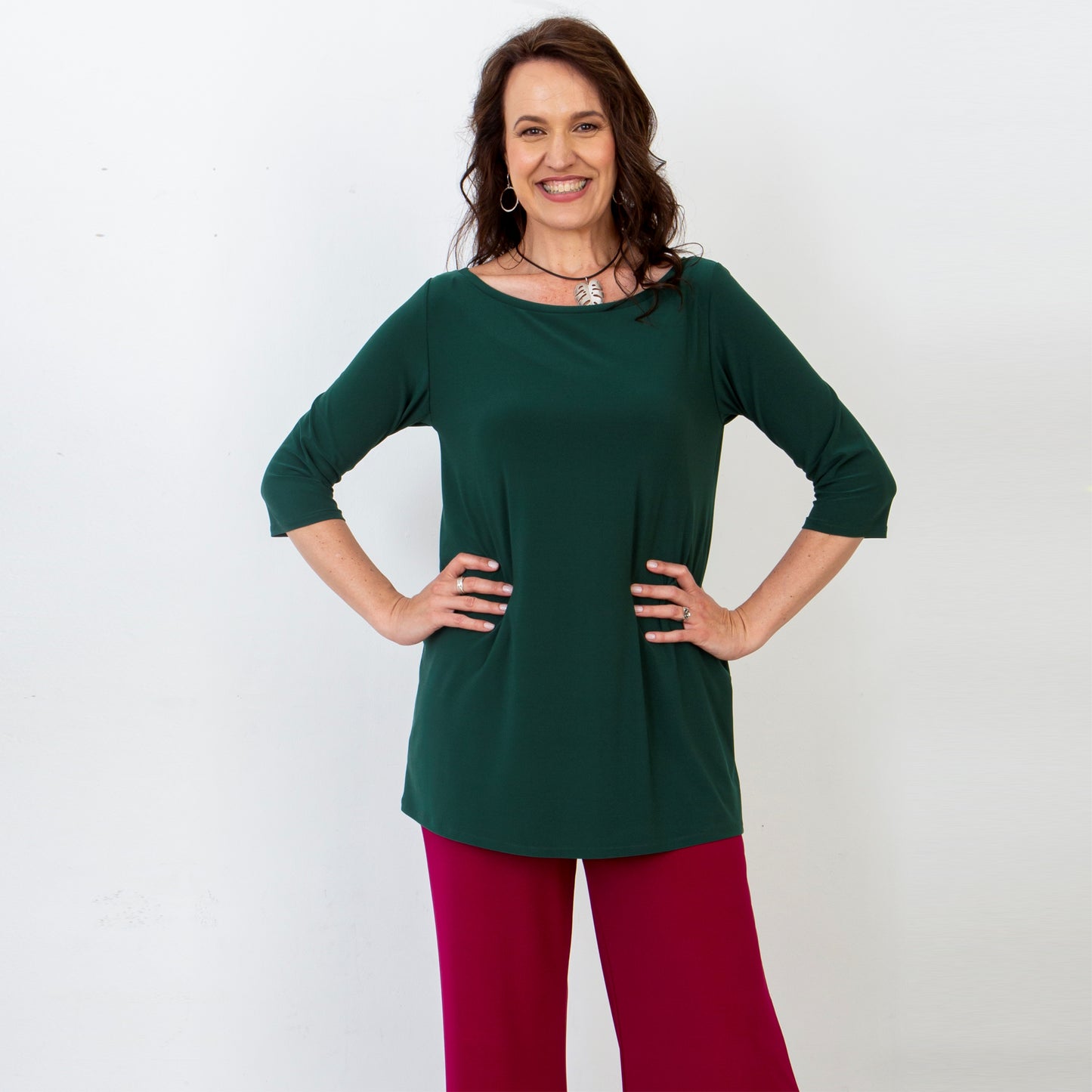 Basic Boatneck Top - Dark Green