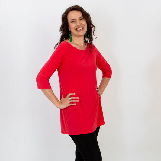 Basic Boatneck Top - Bright Red