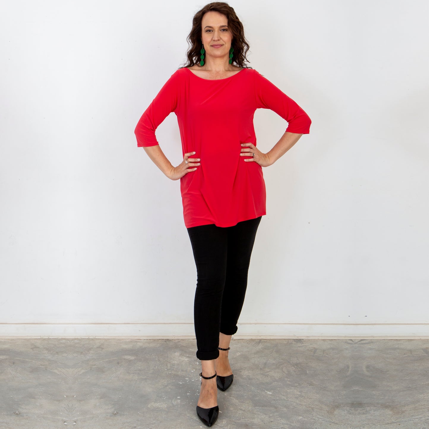 Basic Boatneck Top - Bright Red