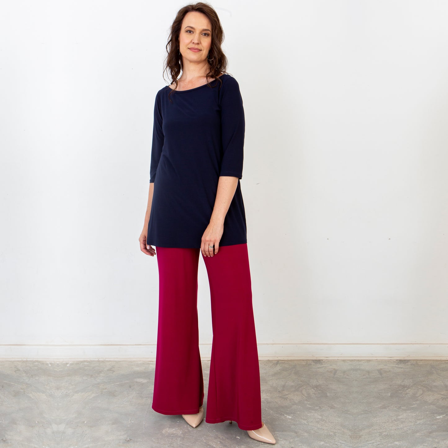 Basic Palazzo Pants - Maroon