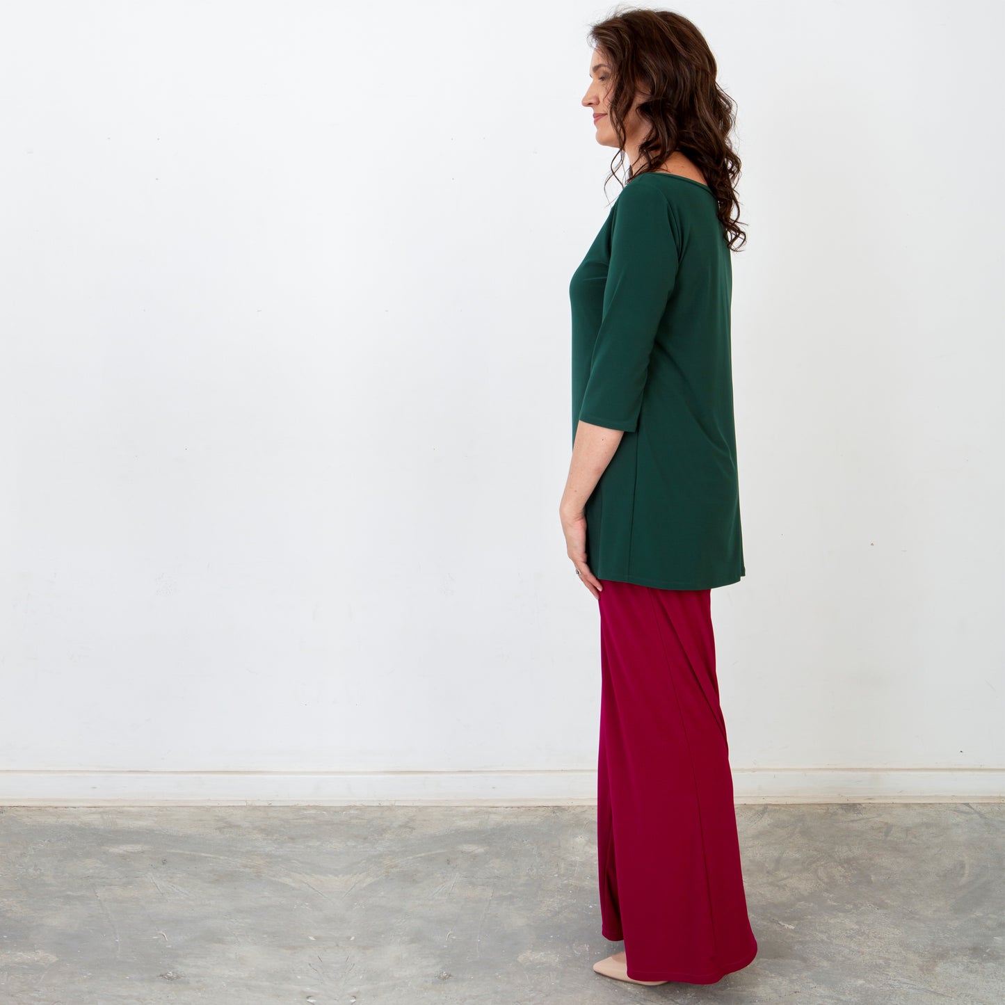 Basic Palazzo Pants - Maroon