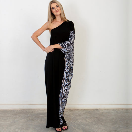 Zebra Draped Maxi Dress