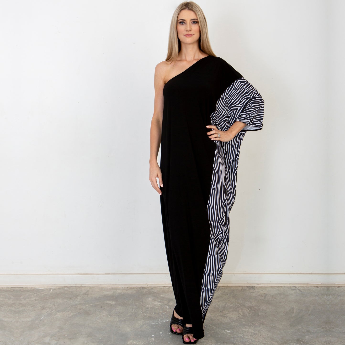 Zebra Draped Maxi Dress