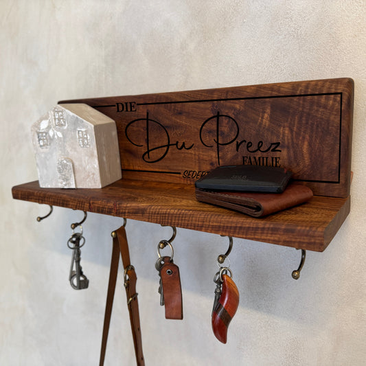 Personalised Shelf with Key Hooks