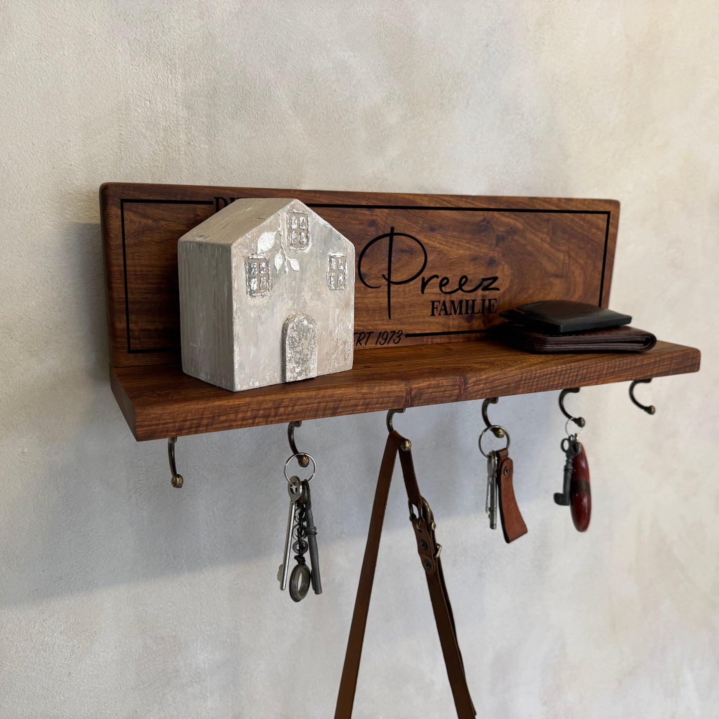 Personalised Shelf with Key Hooks