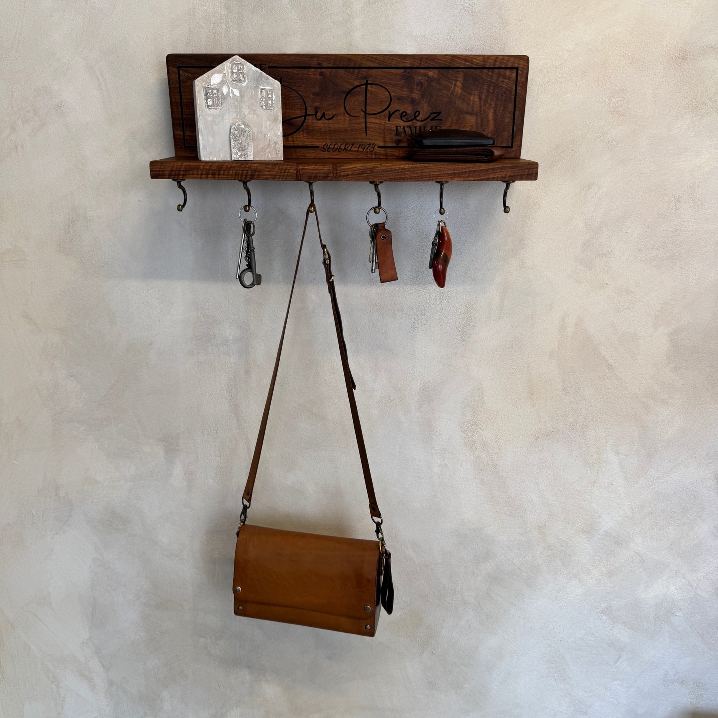 Personalised Shelf with Key Hooks