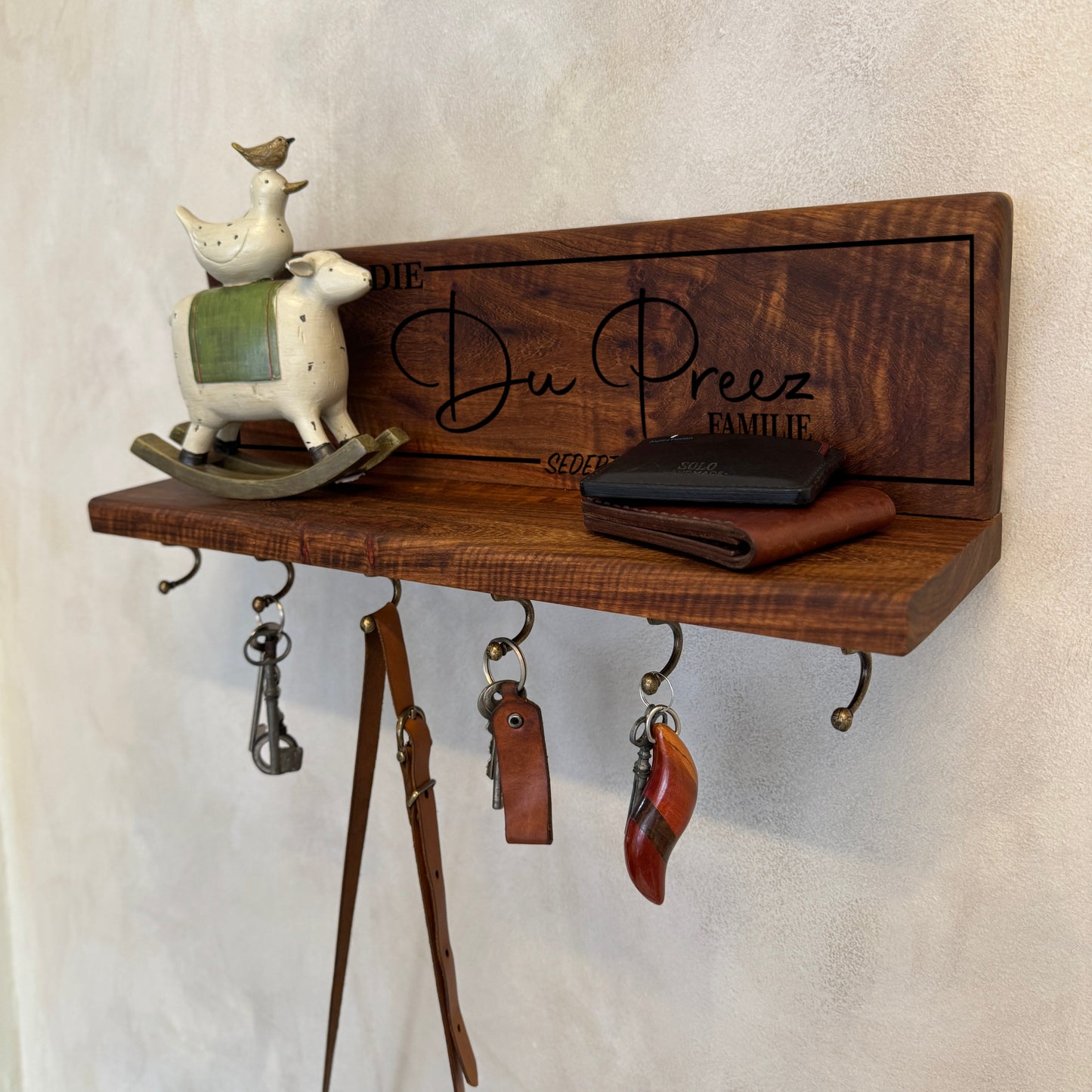 Personalised Shelf with Key Hooks