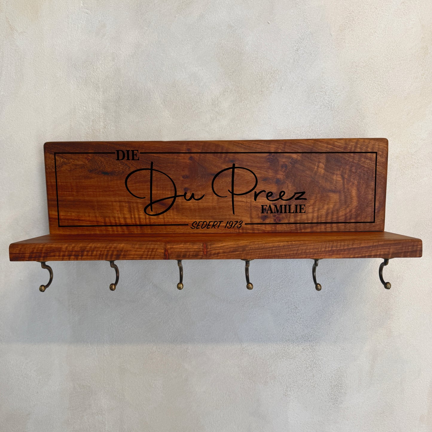 Personalised Shelf with Key Hooks