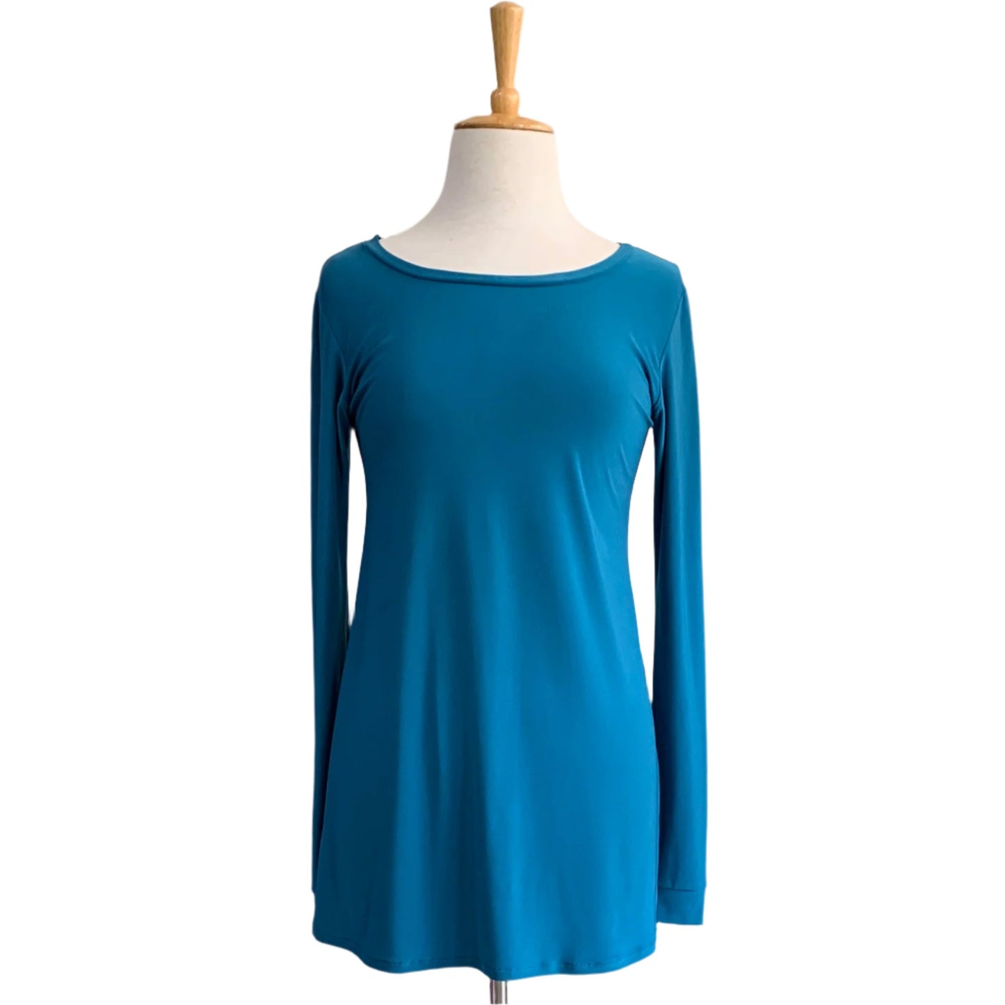 Basic Long-Sleeve Boatneck Top - Teal