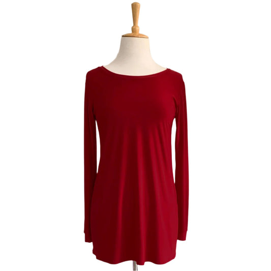 Basic Long-Sleeve Boatneck Top - Maroon