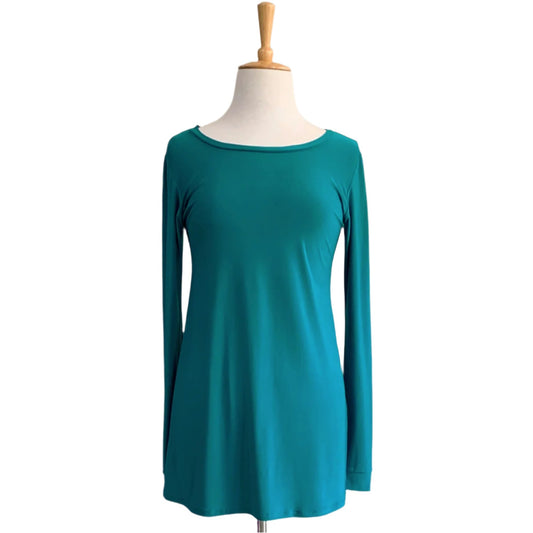 Basic Long-Sleeve Boatneck Top - Dark Jade