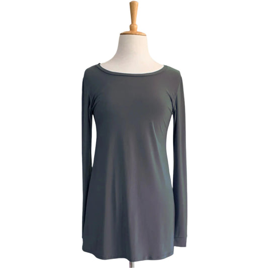 Basic Long-Sleeve Boatneck Top - Olive