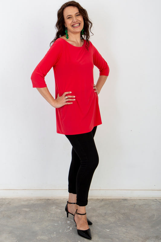 Basic Boatneck Top - Bright Red